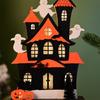 Halloween Party Wood Sign LED Lighted Ghostly Haunted Houses Decors Pumpkin Ornament with Realistic Detail Table Decors