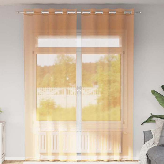 VidaXL Rideaux en voile avec œillets 2 pcs orange 140x260 cm, rideau en filet, rideau transparent, voile de fenêtre, 4102093