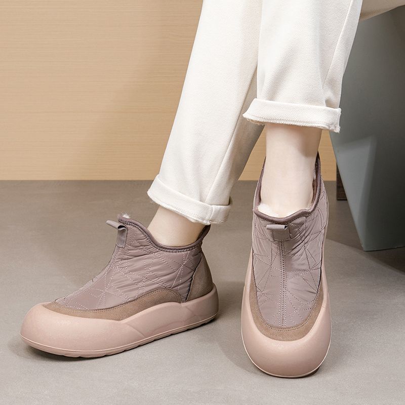 Fashion Chunky Round Toe Waterproof Fleece-lined Women's Snow Boots Winter Work Comfortable and Elegant 2025 Novelty Chic Ladies Shoes