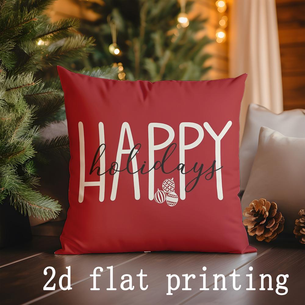 Home Decor Happy Holidays & Snowman Christmas Pillows Pattern Cushion Cover Suitable for Sofa Bedroom Car Pillow Cover