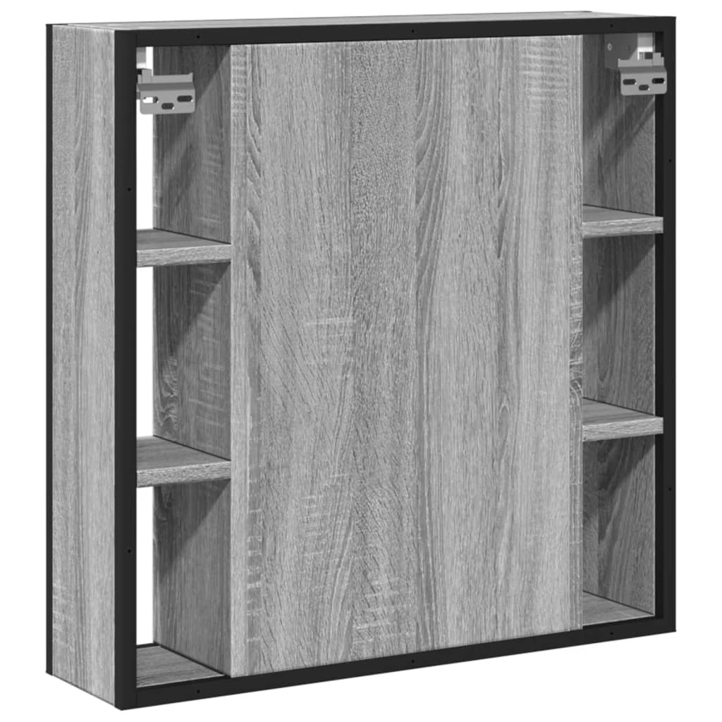Badezimmer Wandspiegelschrank, Badezimmer Spiegel mit Stauraum hinter dem Spiegel, Badezimmer Wandspiegel, grau Sonoma 60x16x60 cm aus Holz