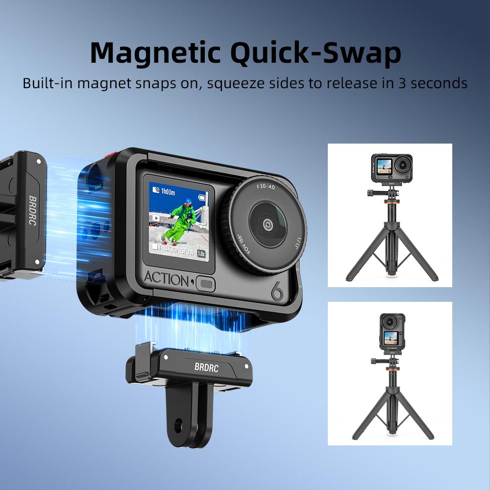 Magnetic Quick Release Mount for DJI Osmo Action 6 5 Pro 4 3 NANO OSMO 360 2-Claw Adapter Base for DJI Osmo Nano Accessories