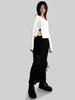 Digeunolusileu Zipper Side Slit Crop Long Sleeve Tee