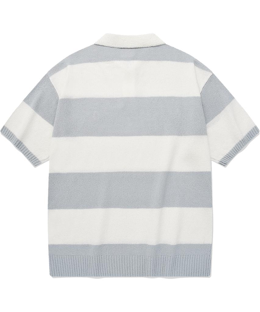 COVERNAT C Logo Stripe Collar Half Knit Sky Blue