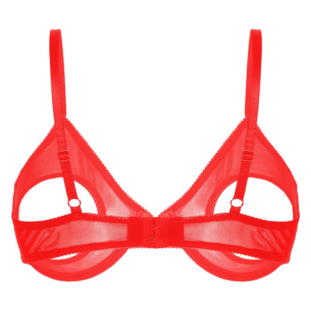 Hollow Out Open Cups Underwired Bra Tops Mesh Brassiere Underwear Corset Bustier Women Wedding Night Lingerie