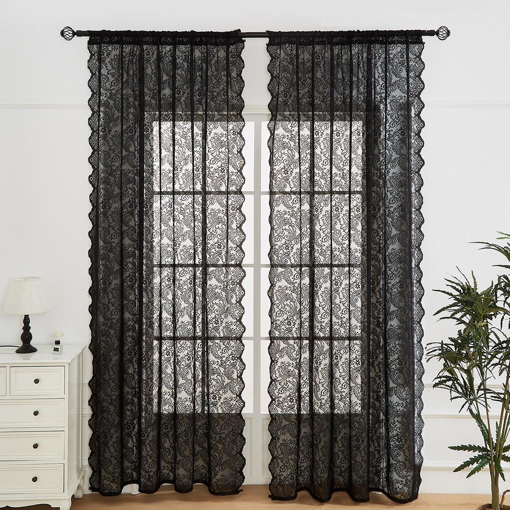 1pc French Vintage Elegant Lace Tulle Curtain That Installs Without Drilling, Semi-Transparent for Bedroom Windows Or Living Room Partitions