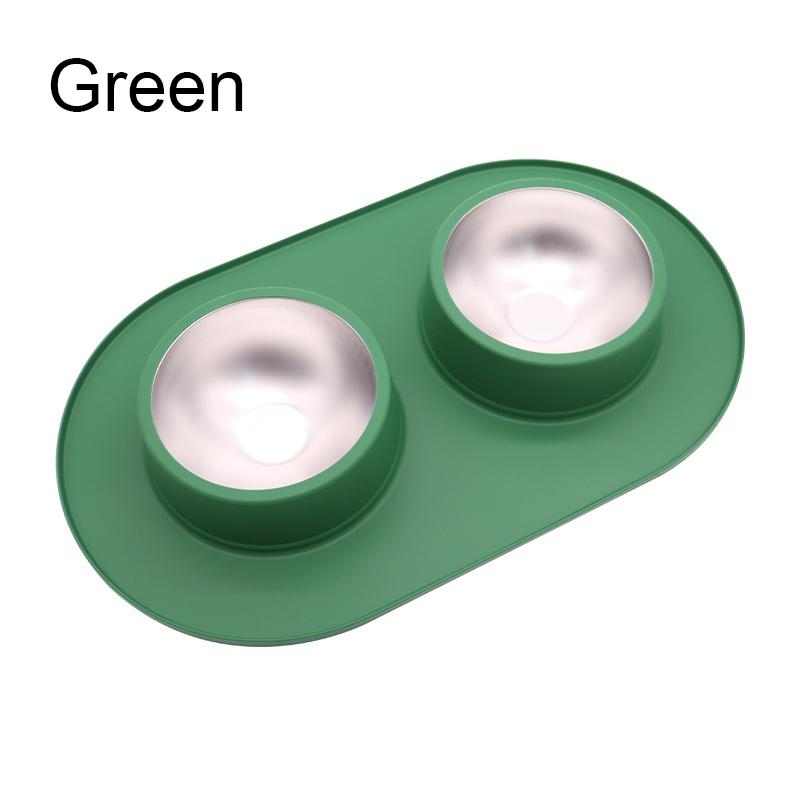 Stainless Steel Double Pet Bowl Set Dog Cat Food Water Feeding Dish Leak Proof Anti Overturning