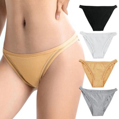 Sexy Women Briefs Low-rise Hollow Stitching Panties Solid Color Bikini Briefs