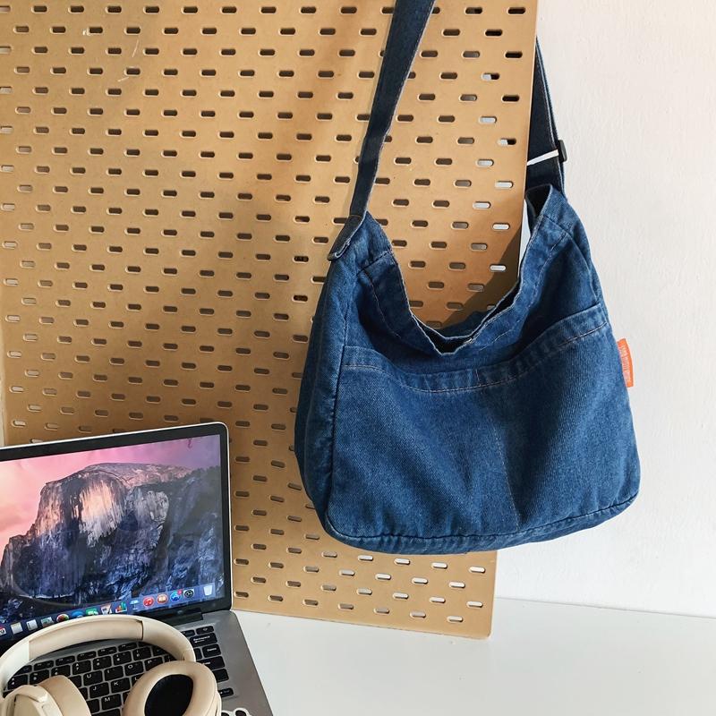 Women Denim Bag Large Capacity Strap Adjustable Crossbody Sling Bag Vintage Messenger Bag Casual Shopper Bag 2024 New