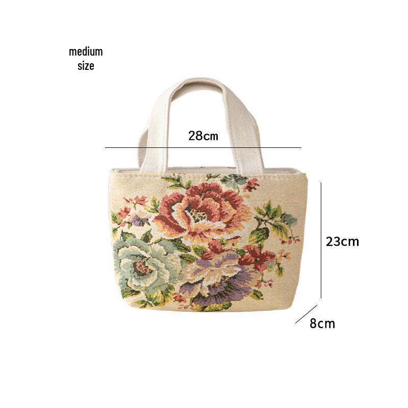 

Холщовая сумка-тоут в этническом стиле с жаккардовой вышивкой для женщин - Повседневная, маленькая, на молнии Small (15*7*18cm)