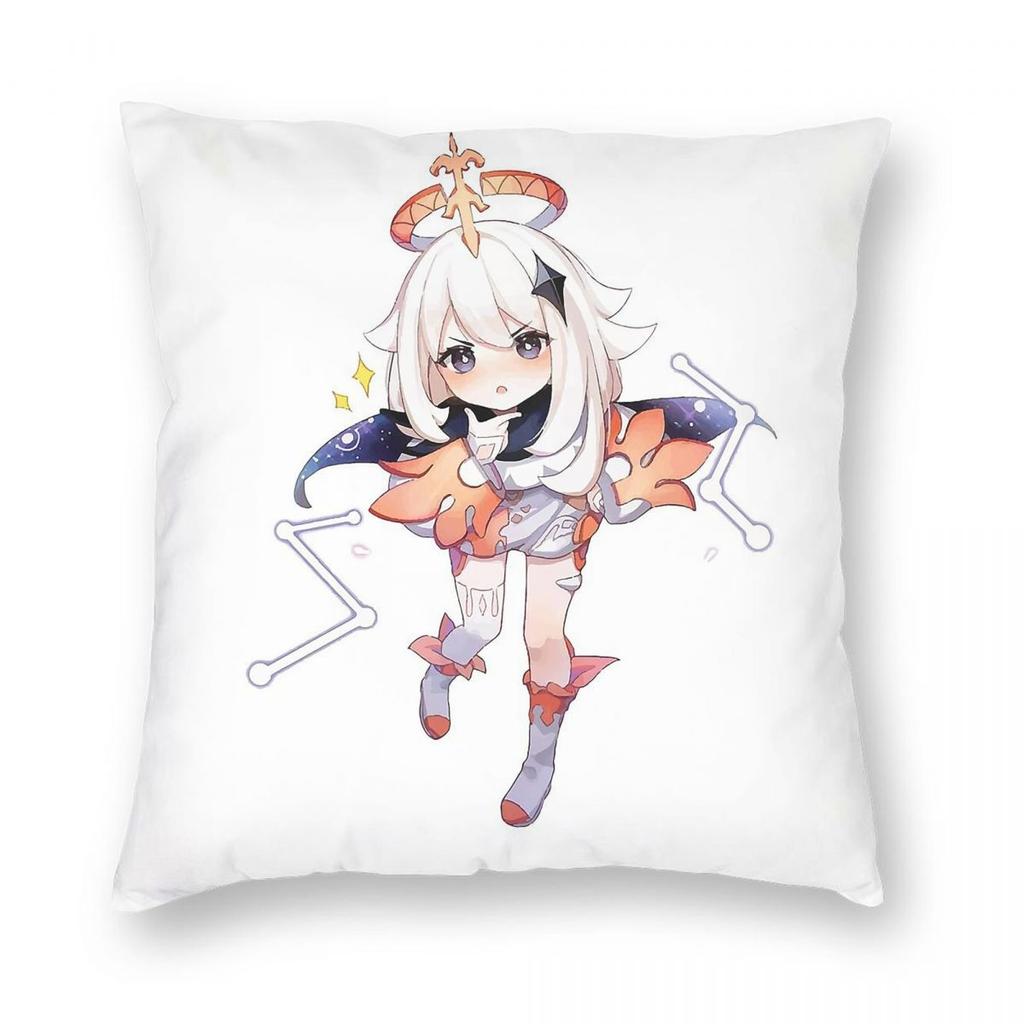 Genshin Impact Paimon Square Pillowcase Polyester Linen Velvet Printed Zip Decor Throw Pillow Case Home Cushion Case