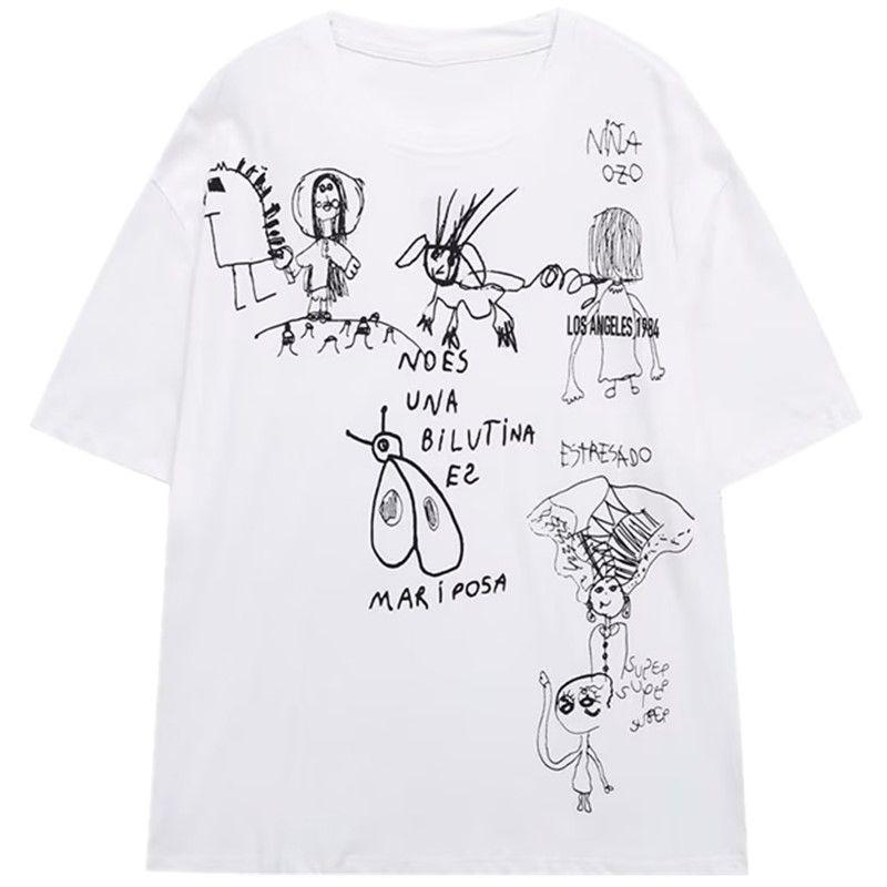 

Модный Ветер 2023 Весна Новое Поступление Европейская и Американская Женская Одежда Приталенная Контрастный Цвет Принт Рисунка Футболка 1165206 250 White S