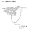 Pearl Flower 18K Gold Adjustable Titanium Steel Ring & Fashion Earrings Set