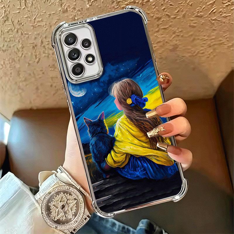 Blue Yellow Ukrainian Girl Plating Phone Case For Samsung A17 A07 A37 A57 A16 A56 A15 A55 A14 A54 A13 A53 A26 A36 A25 A35 A24 A3