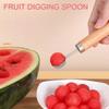 Stainless Steel Watermelon Cutter,Wooden Handle Melons Baller Scoop for Summer Parties,Fruit Carving Tool Kit for Kitchen Gadget