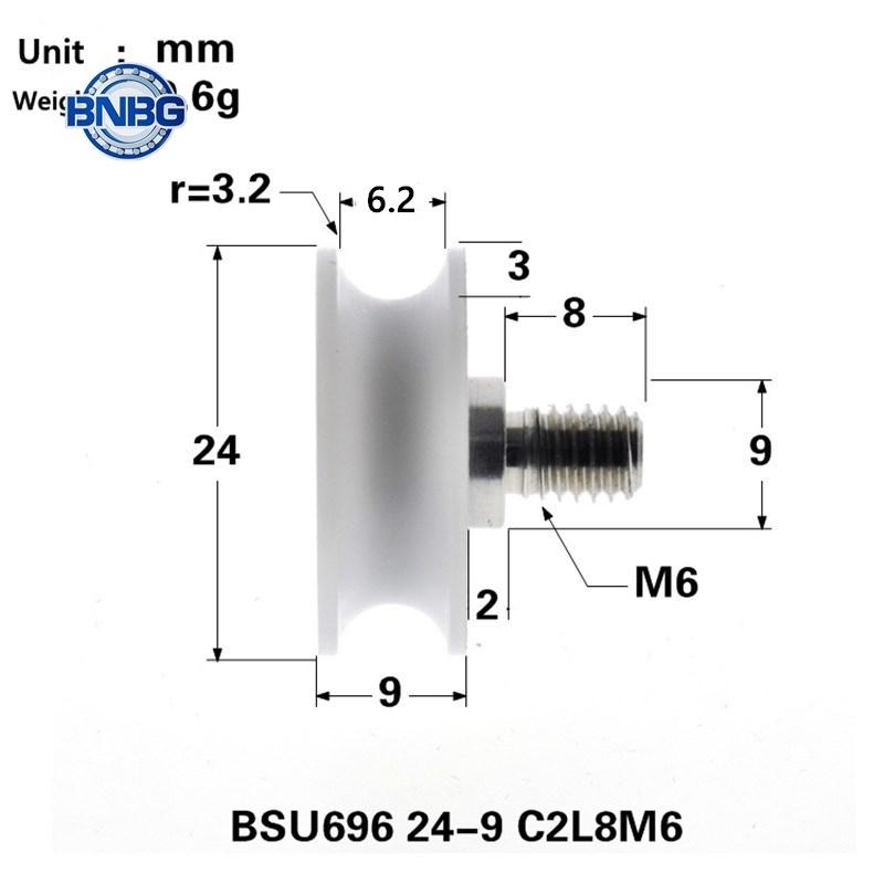 10pcs U groove Plastic coated bearing 696ZZ 6*24*9mm sliding door window POM roller wheel nylon pulley Bore 6mm Diameter 24mm