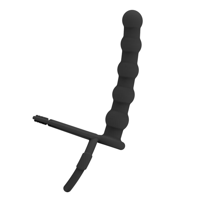 Silicone Penis Ring Semen Lock Cockring Fetish Anal Plug with Vibrator Anus Beads G Spot Massage Stimulus Cock Ring Sex Toys