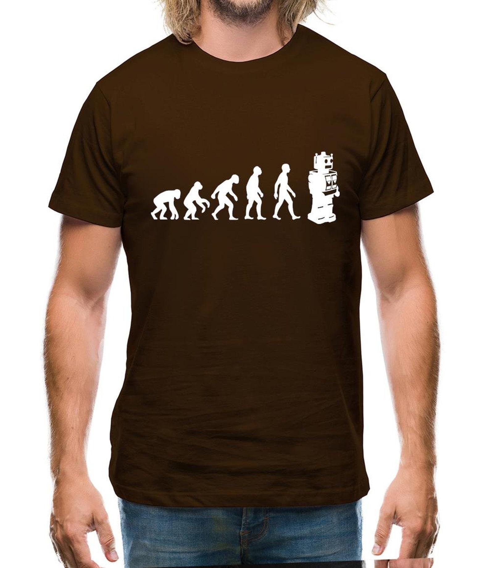 Evolution Of Man Robot Mens T-Shirt 2XL