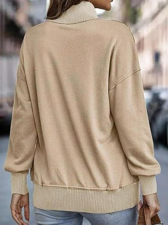Autumn-Winter Women's Long Sleeve Buttoned Stand Collar Hoodie