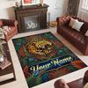 Leopard Theme Crystal Velvet Floor Rug Personalized Custom Name Text Warm Carpet Home Decoration