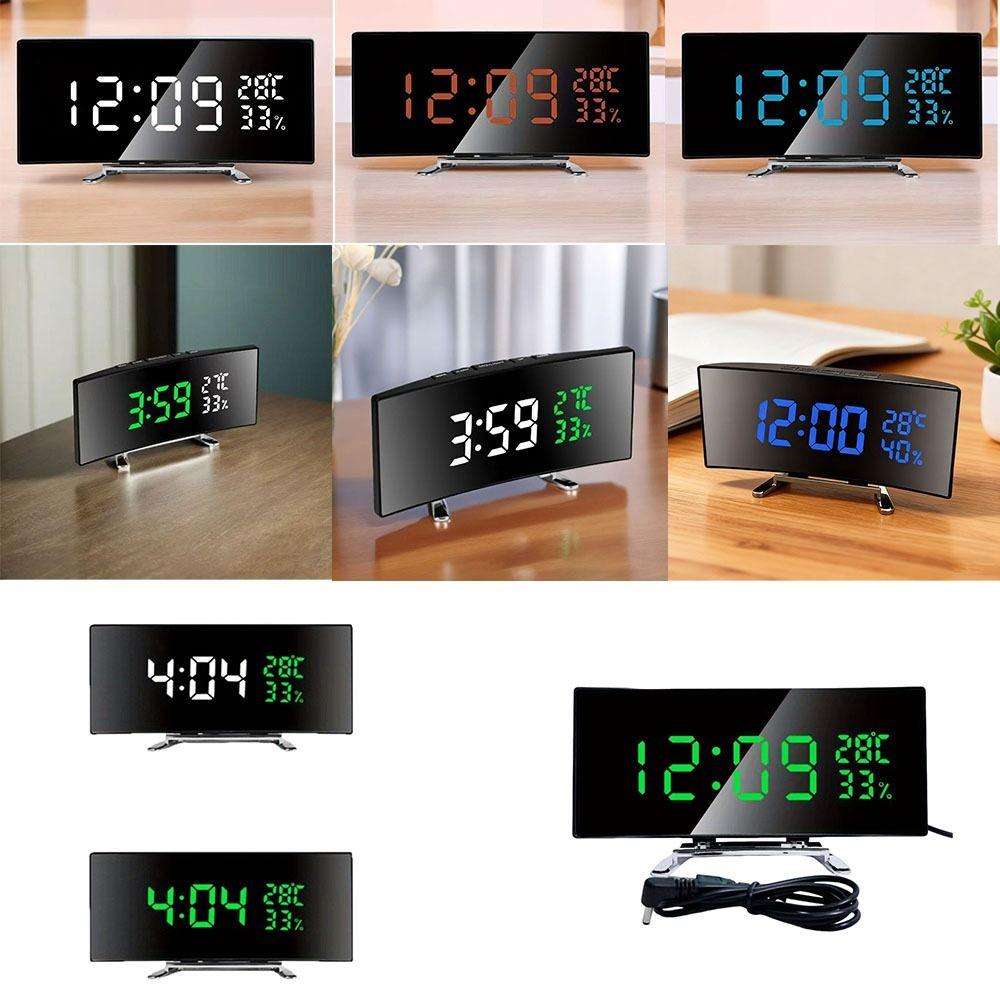 Curved Screen Digital Alarm Clock Large Table Clock Multi-function Desk Clock Table Use