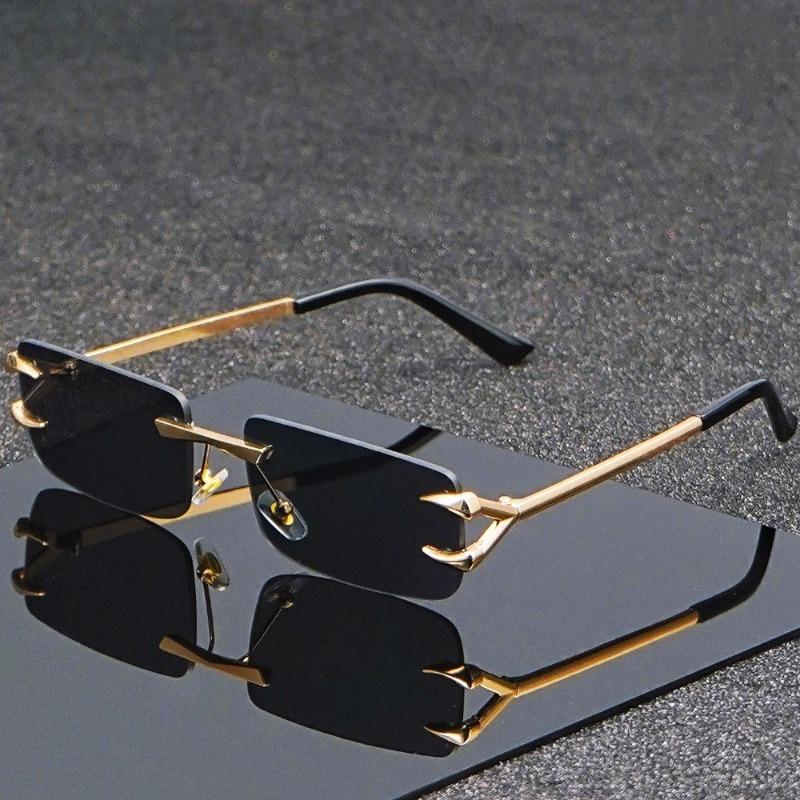Men's and Women's Casual Square Frameless Metal Fashion Glasses for Casual Activities Lightweight Decorative Accessories