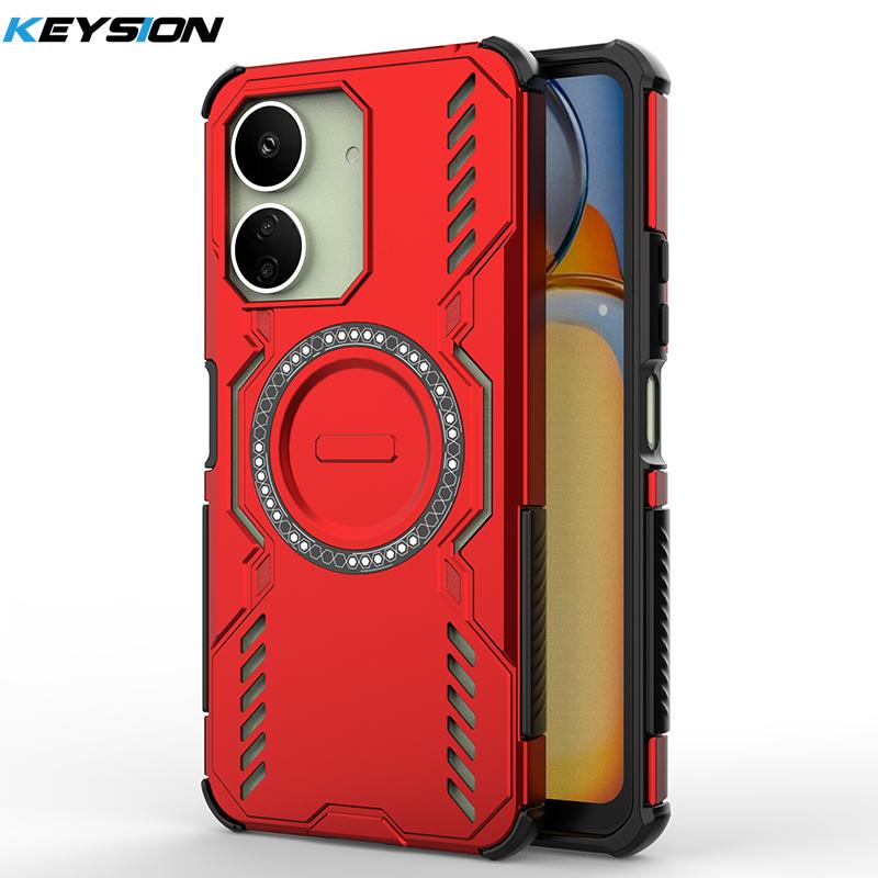 KEYSION Hollow Heat Dissipation Case for Redmi 13C 4G 5G Silicone+PC Magnetic Cooling Shockproof Phone Cover for Xiaomi POCO C65