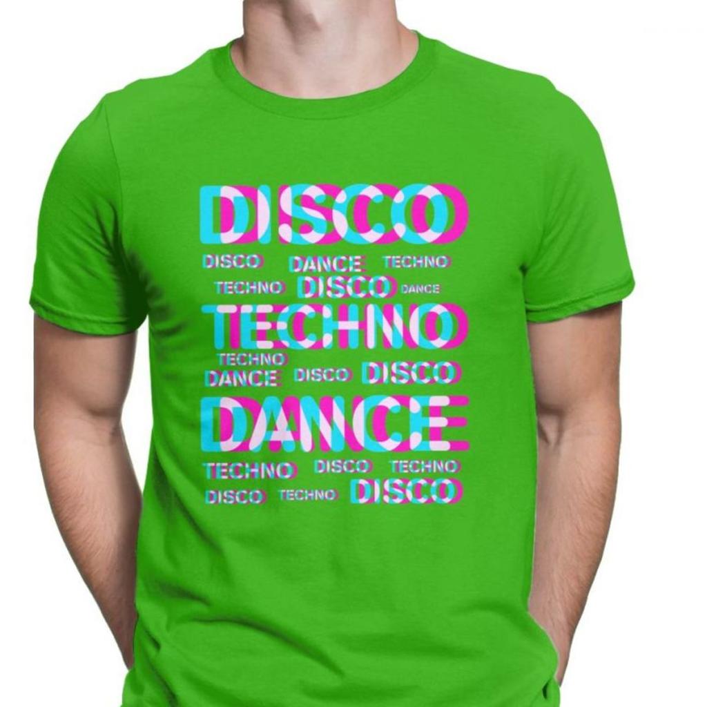 Disco Dance Techno T Shirts Men Cotton Novelty T-Shirt Music Audio Trance Hardcore Tee Fitness Clothes Christmas Day