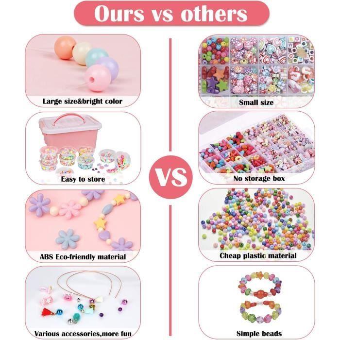 Sanlebi Enfants Bricolage Perles Set,2000 Pièces Bracelet Perle Pour Fabrication De Bracelets,Collier,Kit Fabrication Bijoux Jeux