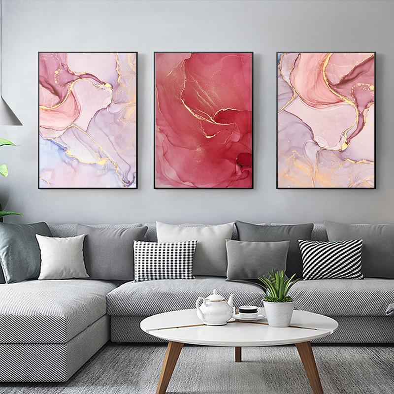 Mermer Dokusu Soyut Poster Altın Mavi Duvar Sanatı Baskısı Modern Stil Tuval Mürekkepli Boyama İskandinav Dekoratif Resim Ev Dekoru