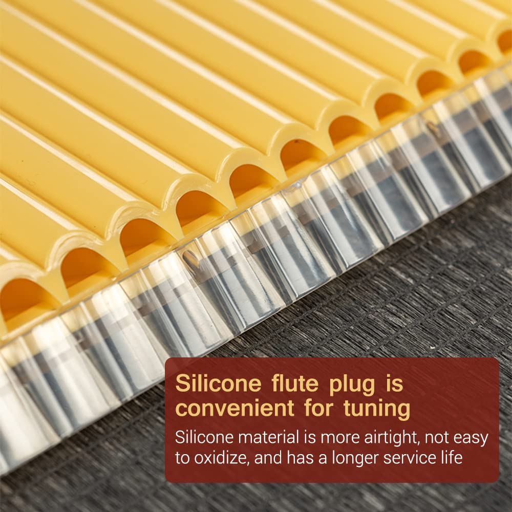 HEIYE Panpipe Pan Flute Key ABS Panpipe Chinese Traditional Woodwind Instrument with Carrying Bag 16-Pipe G-A2