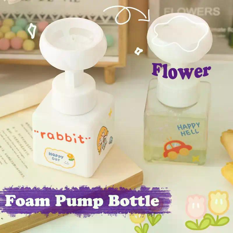 250/450ml Flower Shape Foam Pump Dispenser Bottle Plastic SquareEmpty Liquid Hand Soap Shampoo Container Cartoon Jar For Home