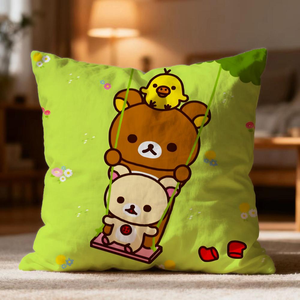 Fashion R-RRilakkuma Cushion Cover Soft Washable Pillow Case Multi-Scene for Couch Bed Travel Office Use