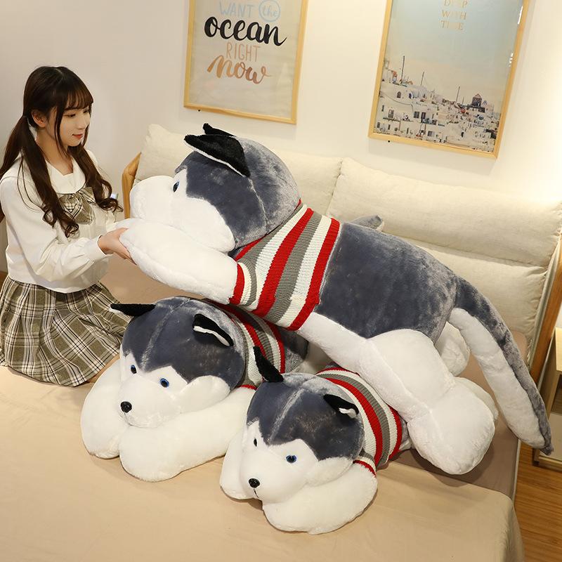 Husky Doll Pillow, Cute Doll Sleeping Plush Toy Dog, Girl's Birthday and Valentine's Day Gift