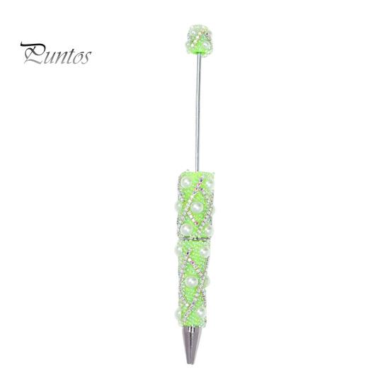 Rhinestone Bling Pens DIY Beadable Pen, Rhinestones And Faux Pearls Beaded Office Desk Accessories Black Ink Ballpoint Pen for School Supplies