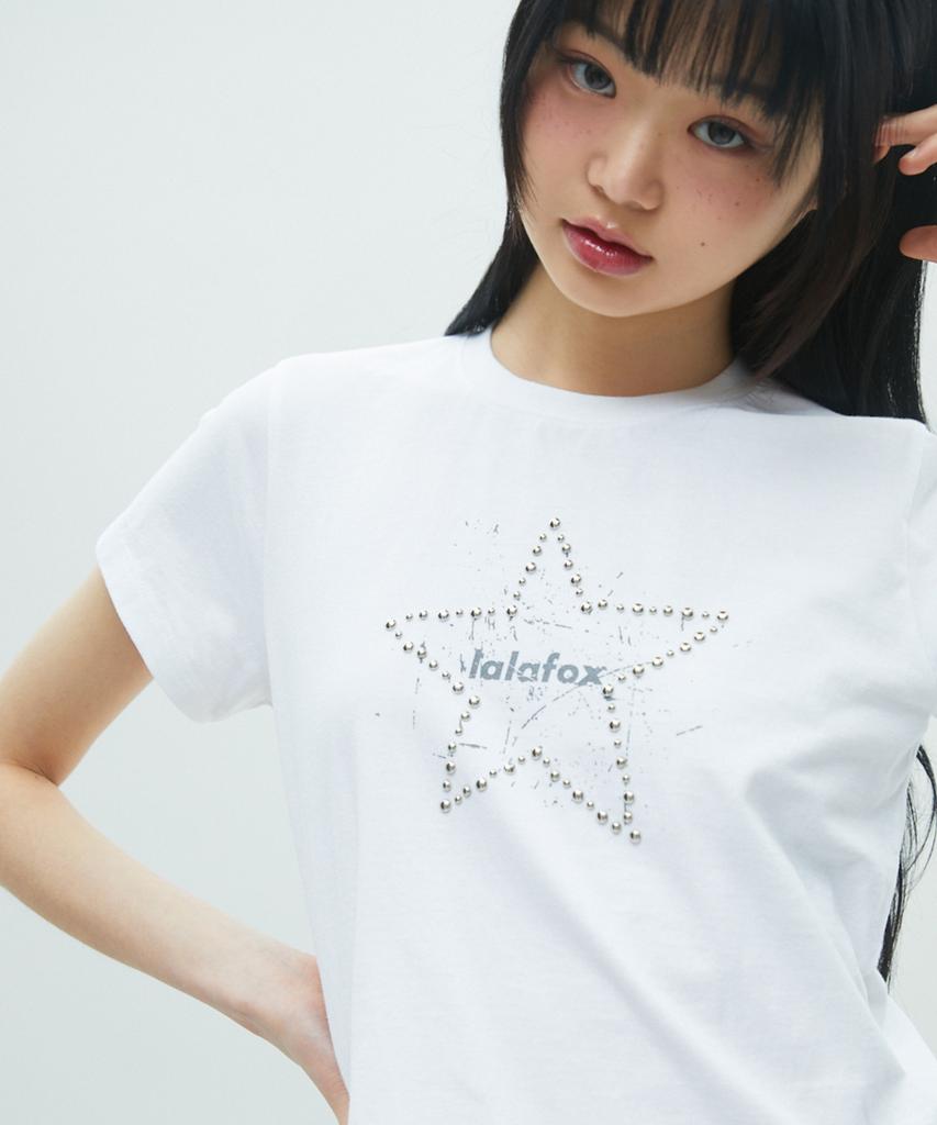 LALAFOX Lala Star Hotfix T-Shirt White White Br2Ch028