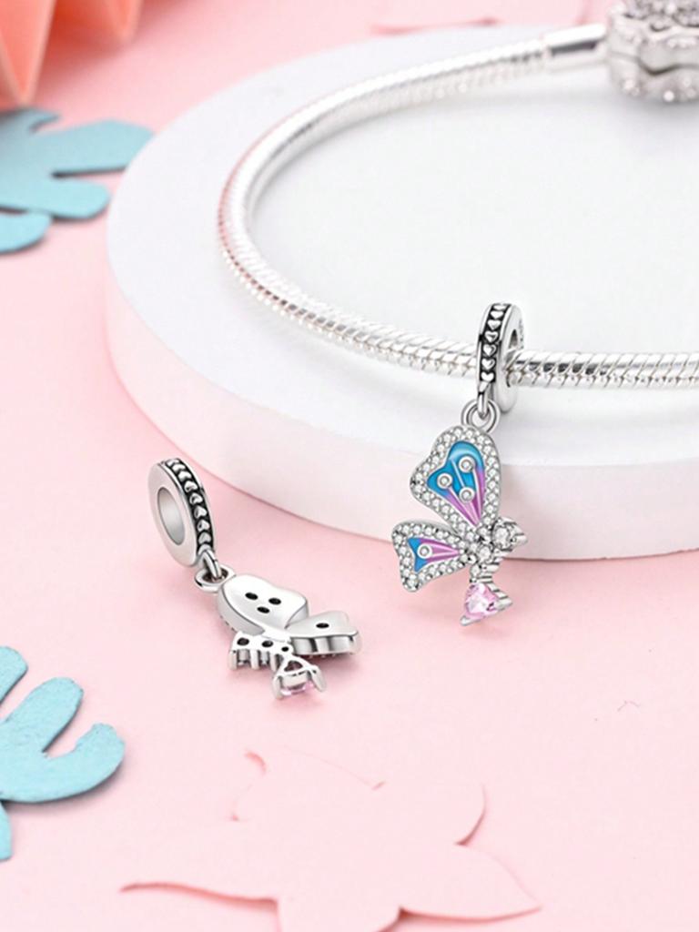 Charms Plata Colorful Birds Peacocks Butterfly Bead Copper Plated Fit Copperoriginal Bracelet For Jewelry Making Diy Charm