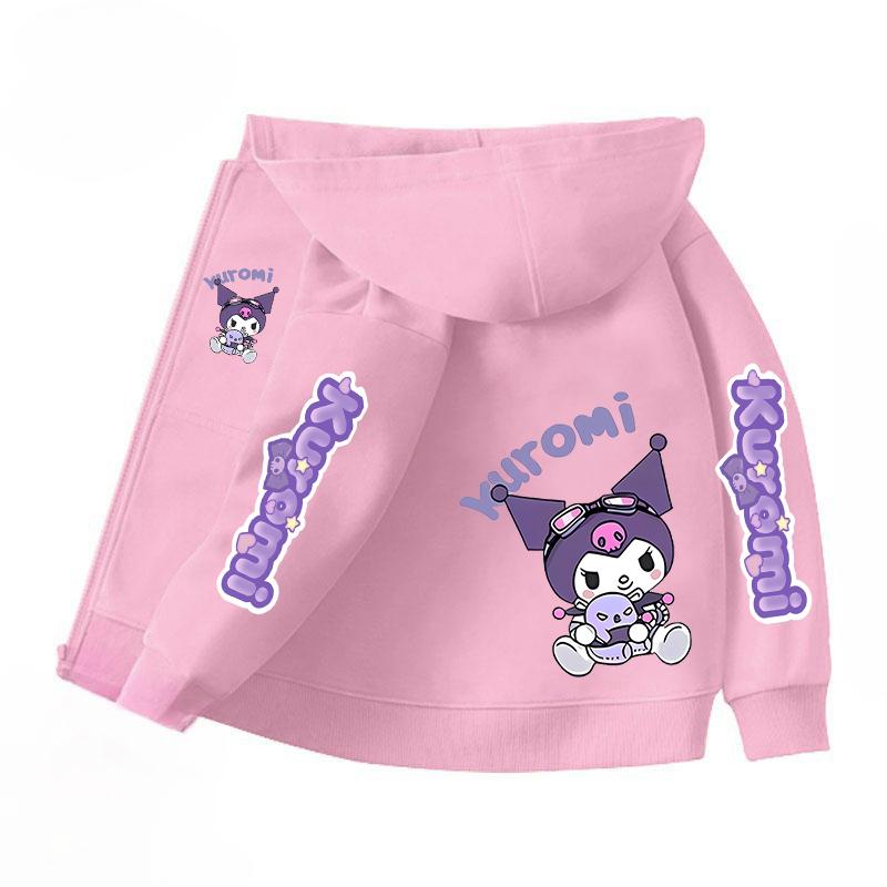 Mikina s kapucí na zip Kawaii Dětská Streetwear Kuromi Dětská Mikina na zip Dětská Mikina Manga Oblečení Dítě Dívka Chlapec Top Mikina