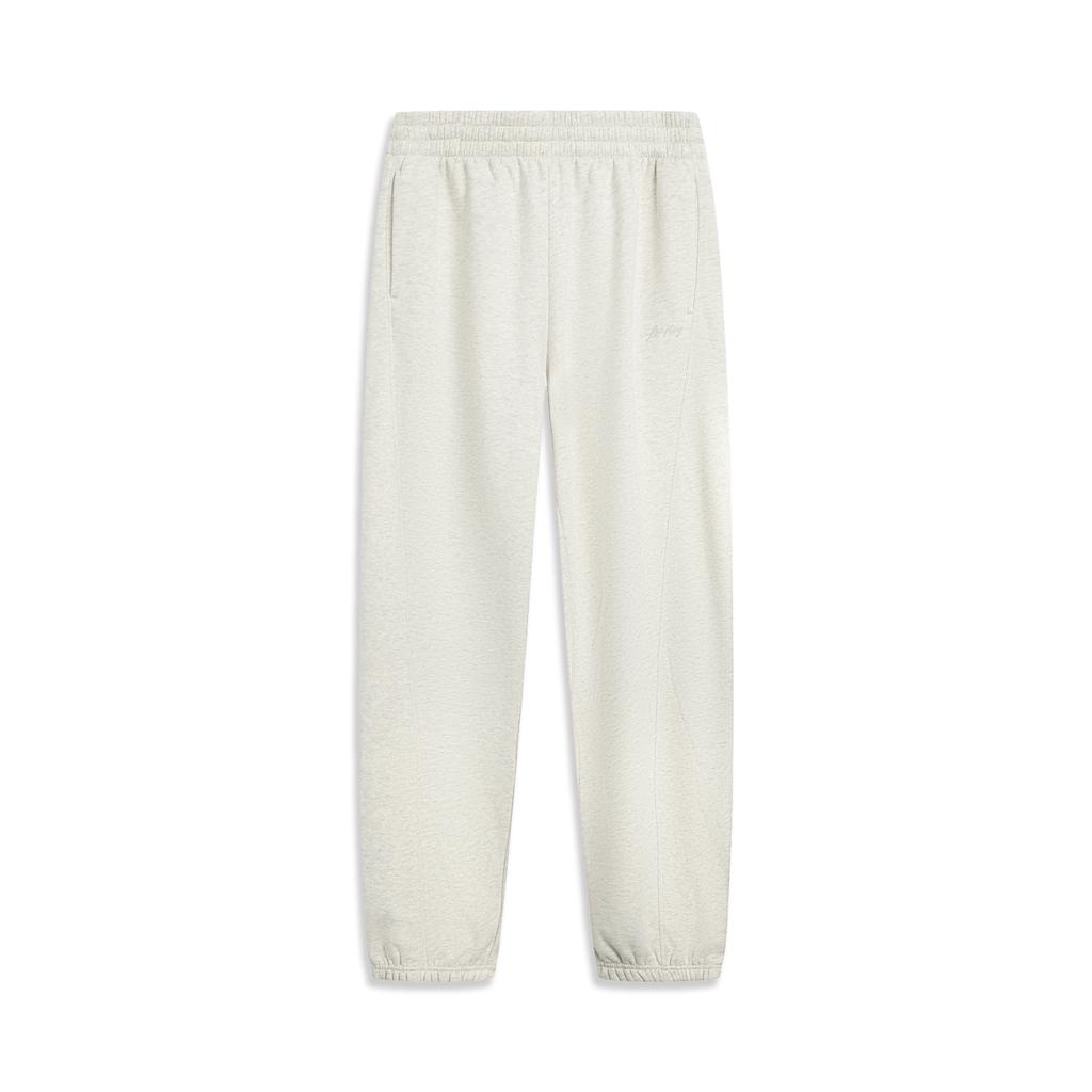 Li Ning Sports Lifestyle Series Loose Logo Embroidered Comfortable Casual Versatile Knitted Sports Pants Women bottoms AKLVA06-5