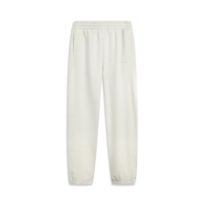 Li Ning Sports Lifestyle Series Loose Logo Embroidered Comfortable Casual Versatile Knitted Sports Pants Women Bottoms AKLVA06-5