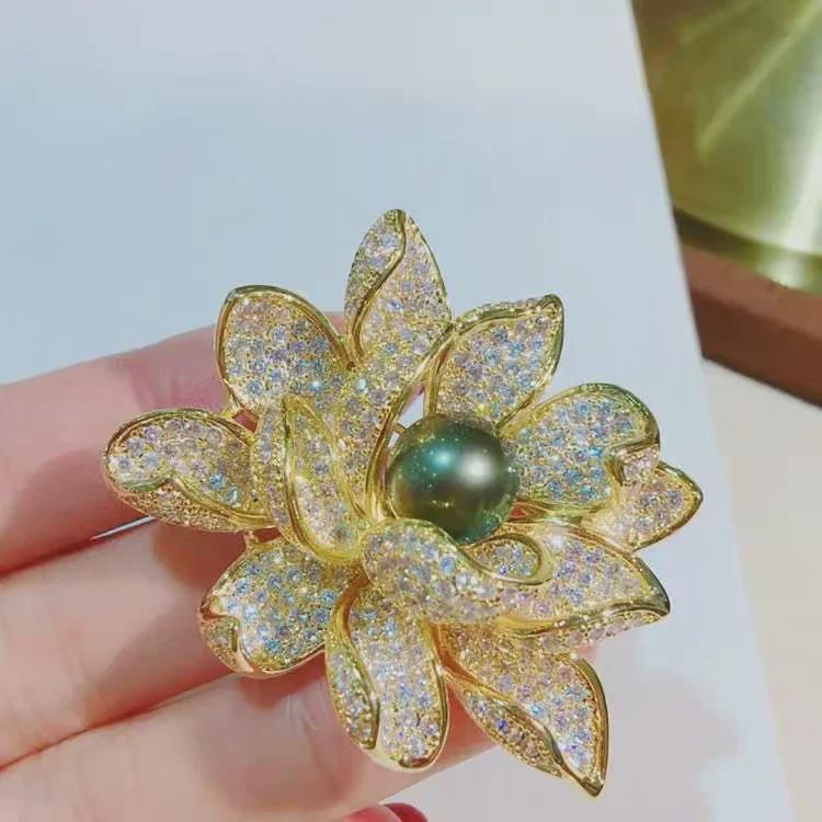 DIY Lotus Pearl Brooch Kit: Semi-Finished Corsage Pin with Needle for Women