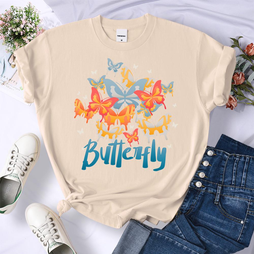 Summer Colorful Butterfly 3D Printed T Shirts Women Multicolor Soft T-Shirt Summer Hip Hop Clothing Crewneck Y2K Female Short Sleeve