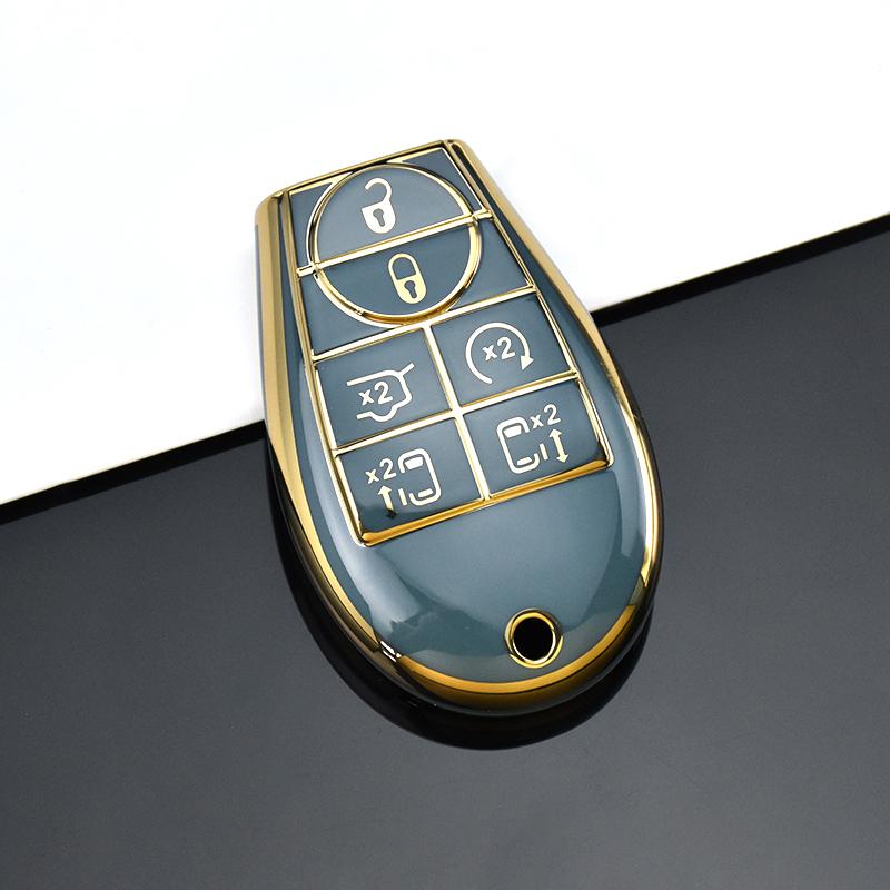 

3, 4, 6 кнопок, мягкий чехол для ключей из ТПУ, чехол для автомобиля, защита для Chrysler Jeep Grand Cherokee Dodge Durango Magnum Ram 6Button Key Case серый