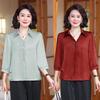 Trendy 2026 Summer Chinese Style Elegant Loose Denim Shirt for Moms