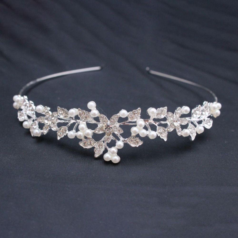 2pcs Ear Clip Flower Crystal Tiara Sparkling Wedding Jewelry Rhinestone Queen Crown  Party