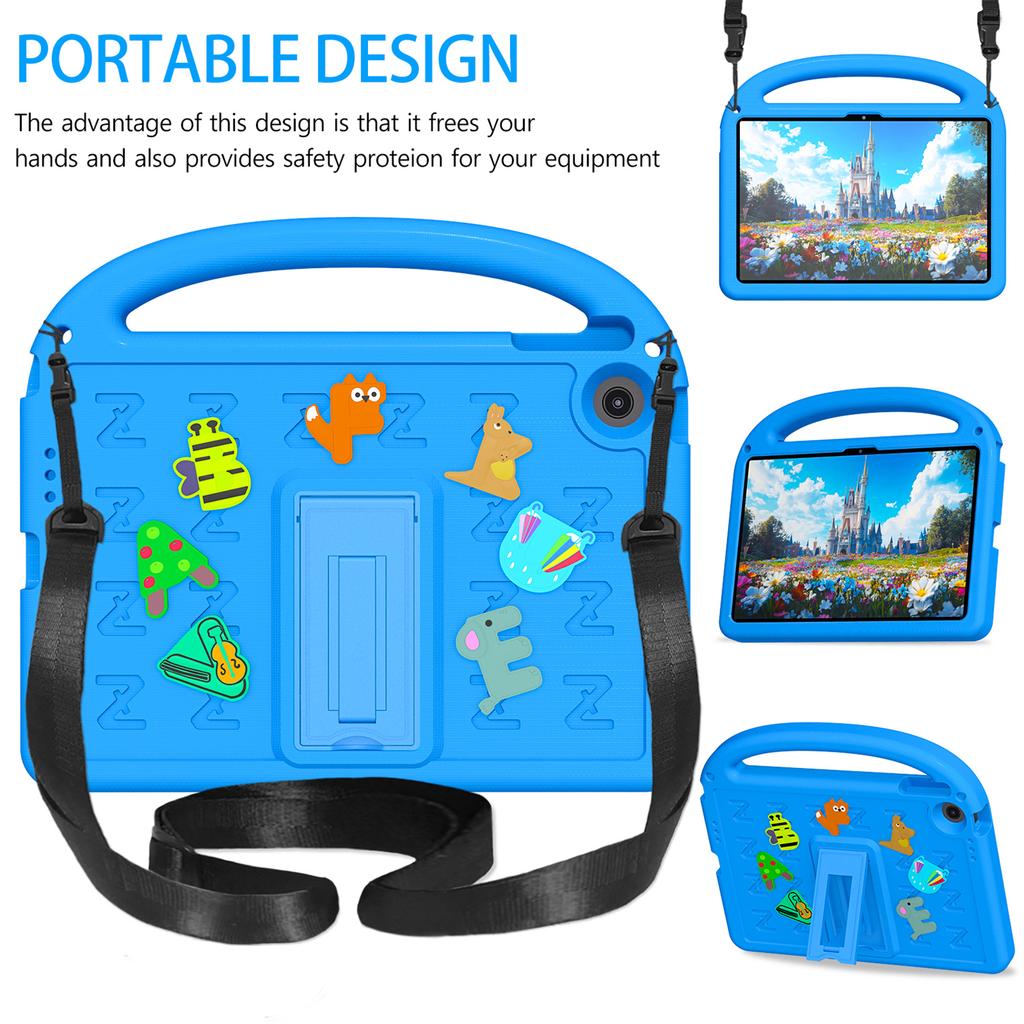 Für Lenovo Tab 10.1 (2025) TB-311XU/Tab TB311FU Hülle mit Ständer Cartoon-Design Anti-Drop EVA+PC Tablet-Abdeckung mit Riemen für Kinder