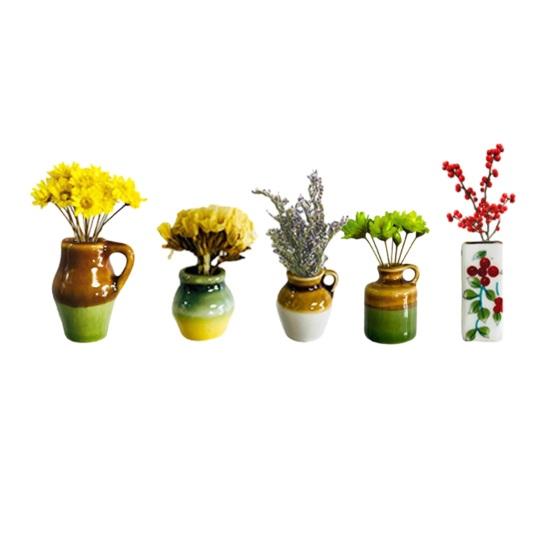 5/7/8Pcs Mini Ceramic Vase Refrigerator Magnet Home Office Kitchen Locker Fridge 3D Miniature Flower Vase Pot Magnetic Decoration Ornament