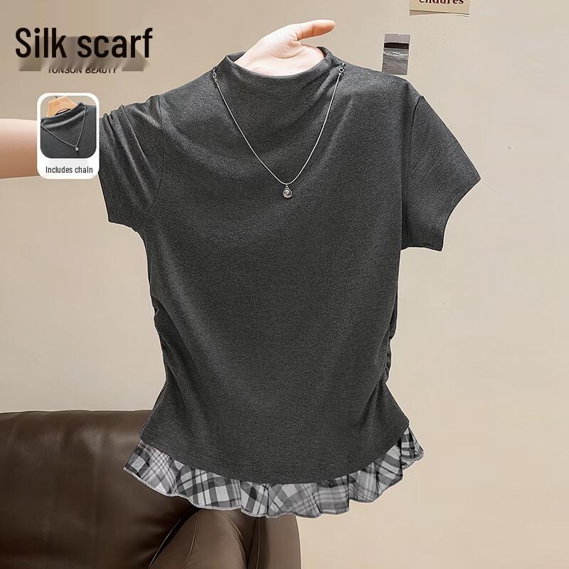Sybill She Women s Round Neck Patchwork Slim Fit T-shirt M