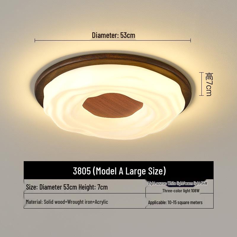 Chinese Retro Mid-Century Zen Ceiling Lamp: Solid Wood, Simple Style for Bedroom or Influencer Room