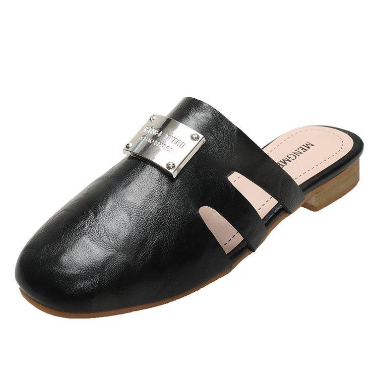 

[Ushilai] French bag head flat-bottomed slippers women s 2025 spring new fashion soft bottom outer wear a pedal 35